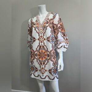 CARTOLINA NANTUCKET Thea Soleil Vibrant Dress Orange Brown Small